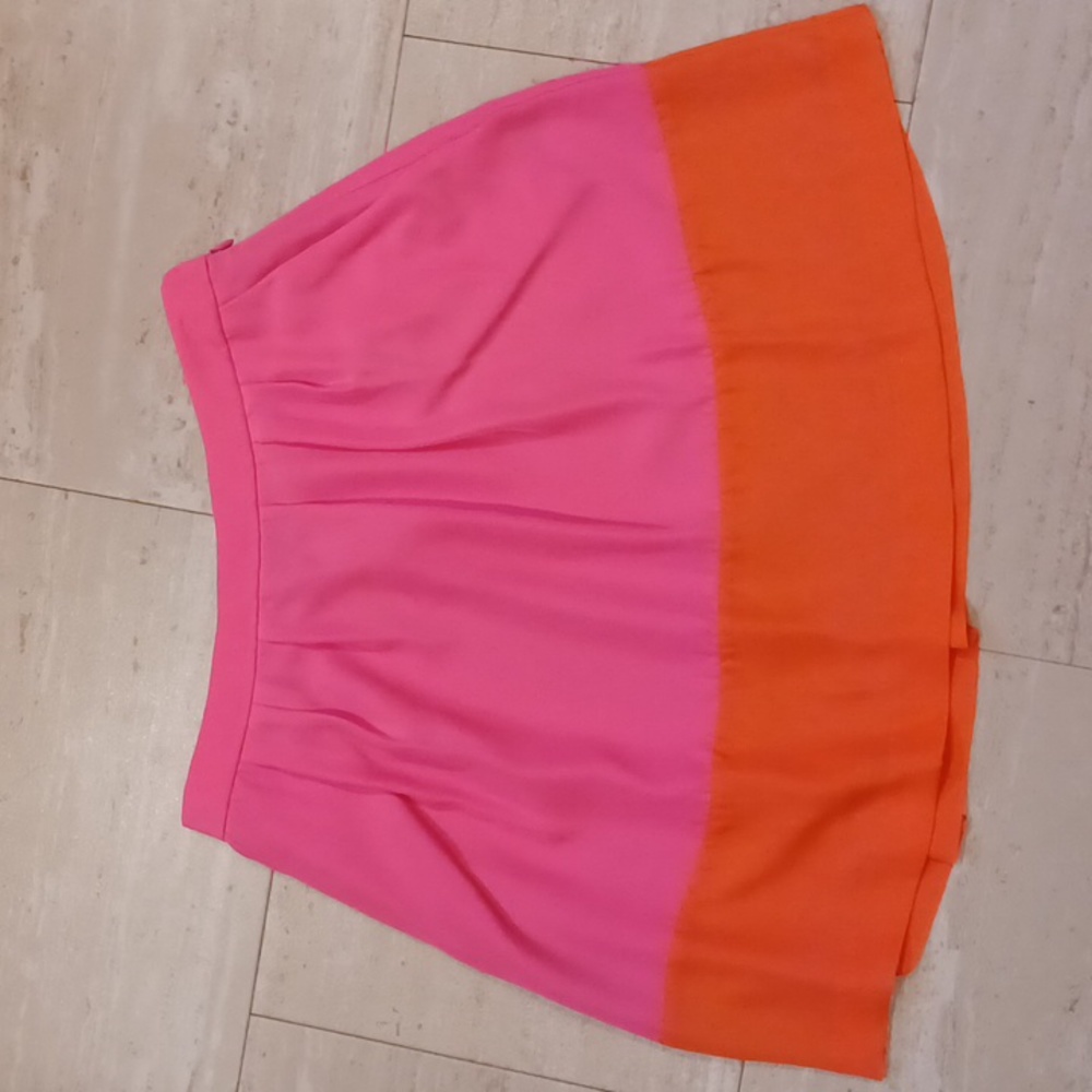 J. Crew Factory Orange/Pink Color Block Silky Skirt - Picture 1 of 7